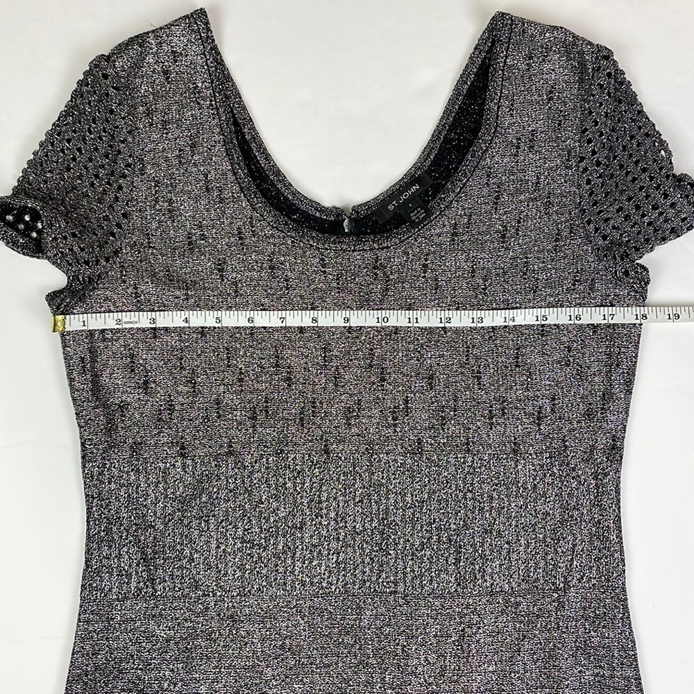 St John Collection Metallic Plaited Mixed Knit Dress - Picture 11 of 13